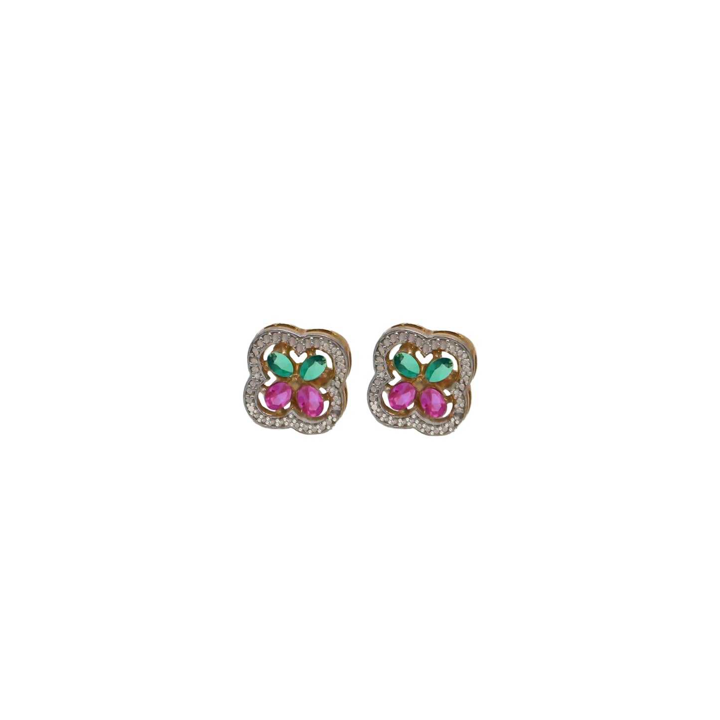 Atelier Ruby, Emerald, and Diamond Flower Earrings