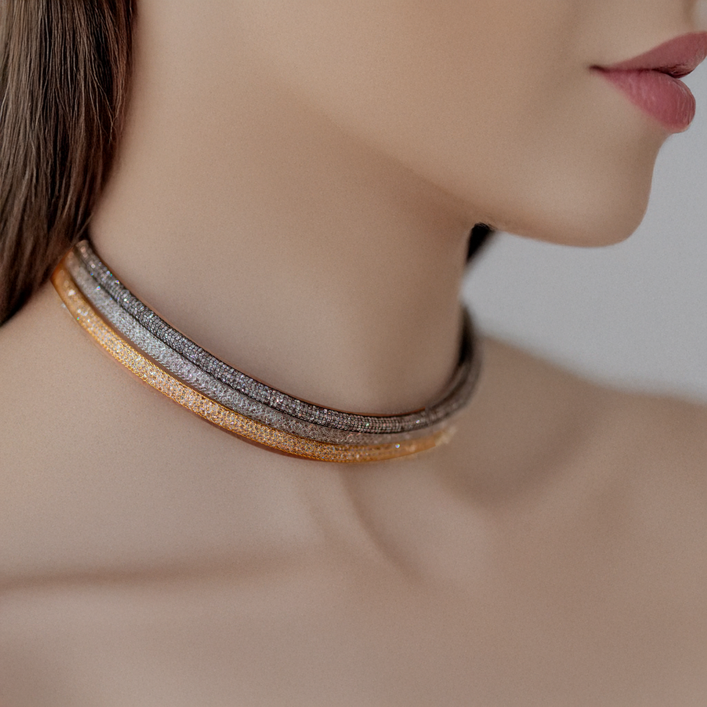 Swarovski Mesh Necklace - Silver