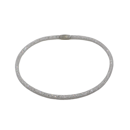 Swarovski Mesh Necklace - Oxidized Silver