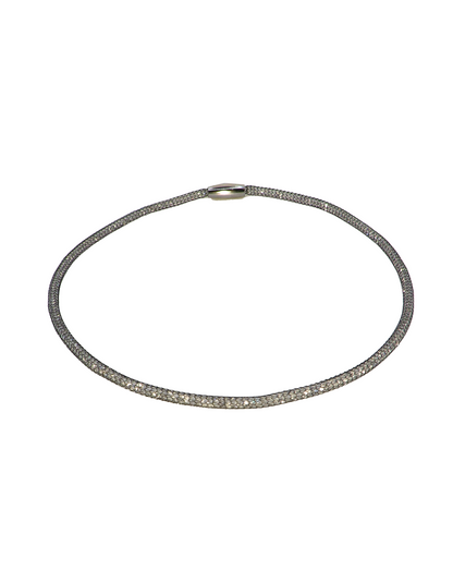 Swarovski Mesh Necklace Small - Oxidized Silver