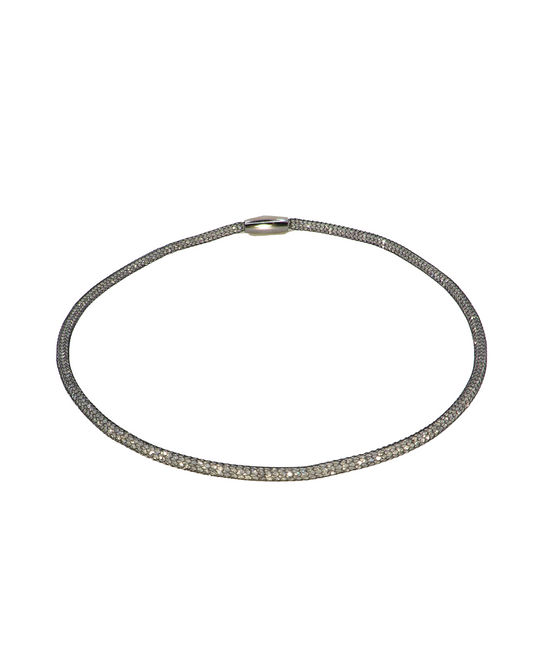 Swarovski Mesh Necklace Small - Oxidized Silver