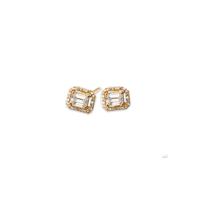 Signature™ Step Halo Diamond Rectangle Studs