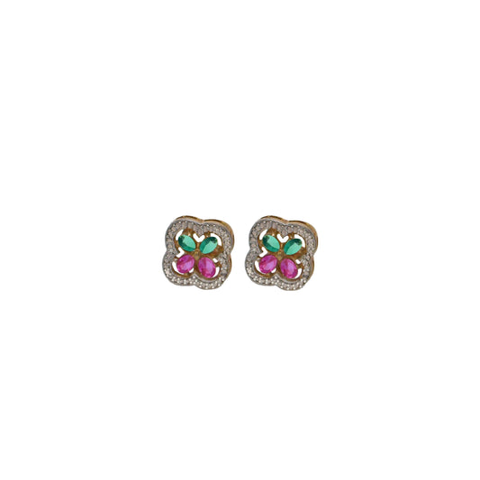 Atelier Ruby, Emerald, and Diamond Flower Earrings